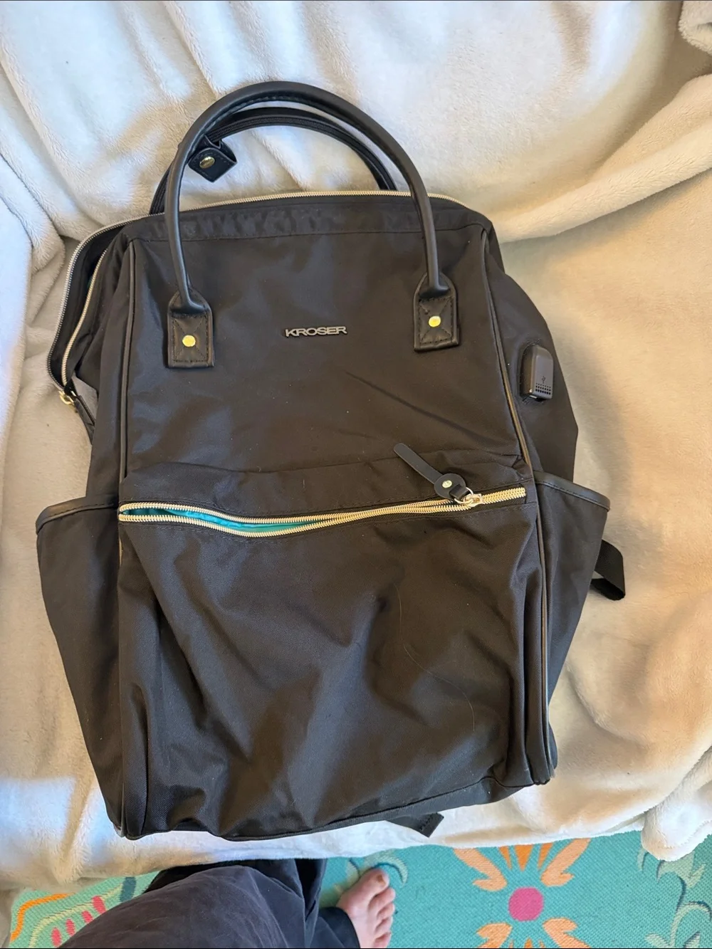 Black Backpack/ Laptop Tote - Versatile Travel & Work Bag